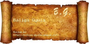 Baliga Gyula névjegykártya